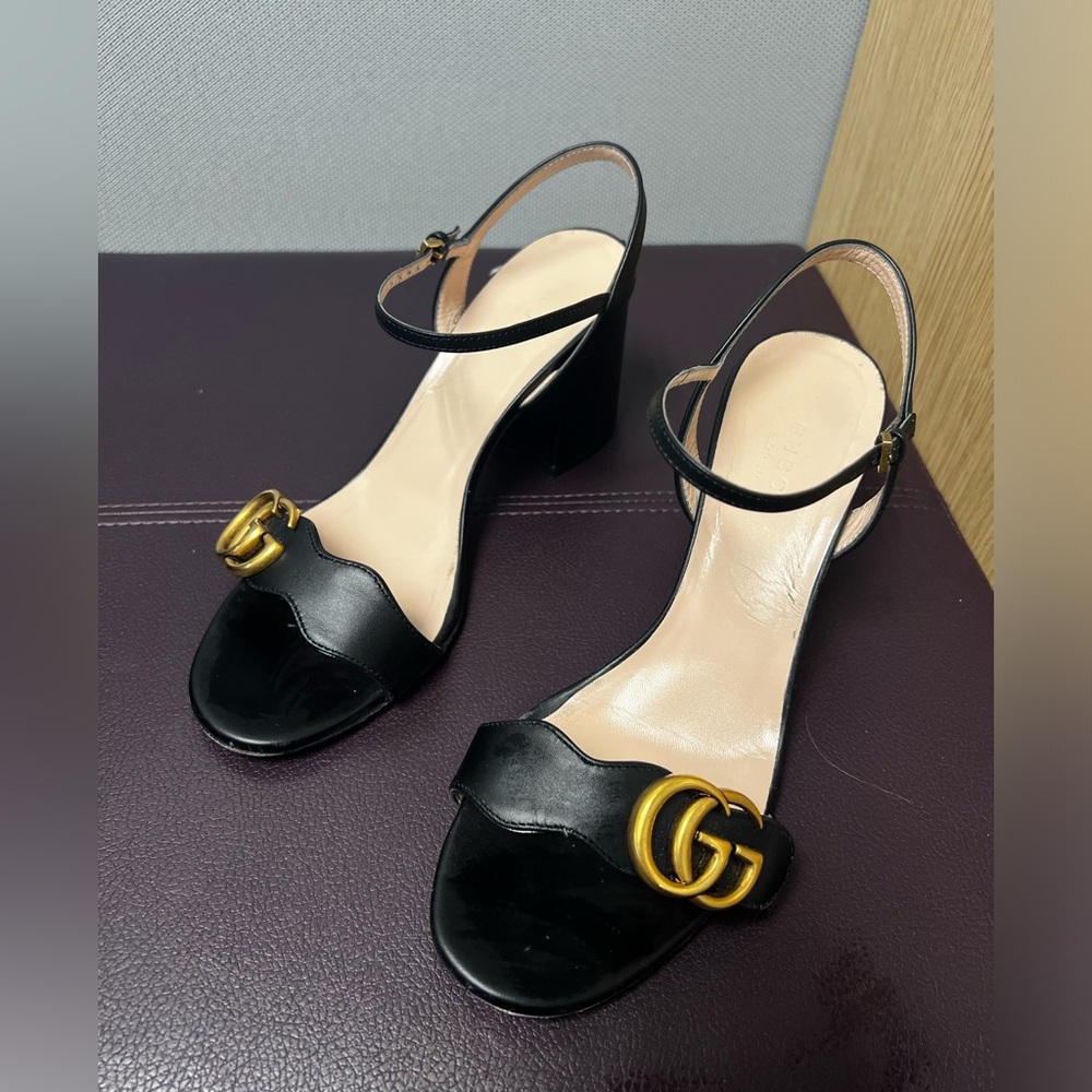 Gucci Marmont GG Ankle Strap Sandals
